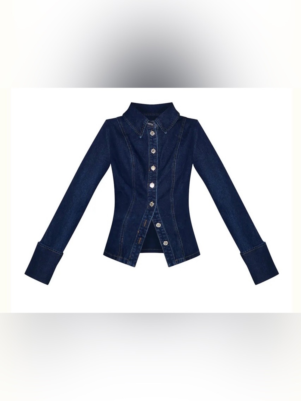 NWT PrettyLittleThing Dark Indigo Fitted Denim Shirt size Petite 0